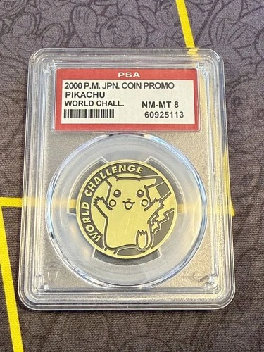 2000 Pokemon World Challenge Tournament Vintage Promo Pikachu Coin PSA 8