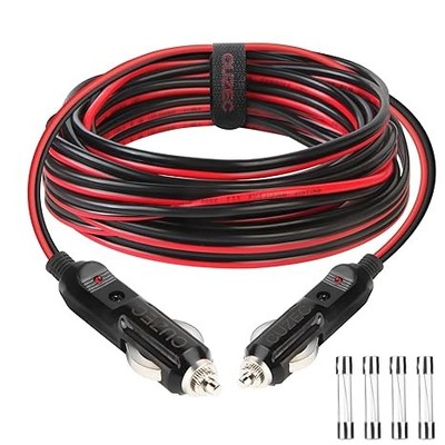 20A 14ft / 4.27m 14 AWG Male to Male Cigarette Lighter Plug Charger Cord with LE