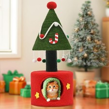Christmas Cat Tree with Scratching Post, 32 in Cute Cat Tower with Plus