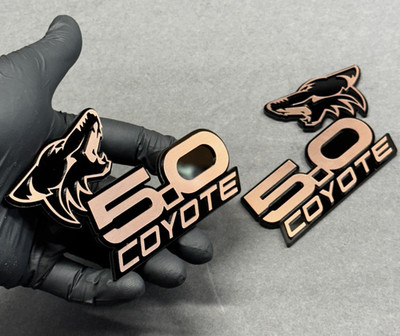 COYOTE 5.0 Emblem Badges Bronze On BLACK EDITION Fender Angry Aggressive Racing