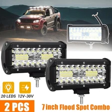 2x 7Inch 30000LM LED Work Light Bar Flood Spot Pod Offroad Fog Driving ATV Truck