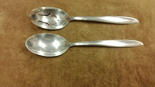 Lot of 2 Spoons: Silver Rhythm International Sterling Silver Slotted & Serving