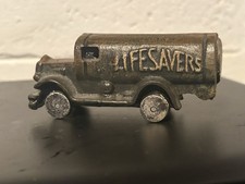 Vintage Green Heavy Cast Iron Mini Lifesavers Truck. See Pictures Very Good Cond