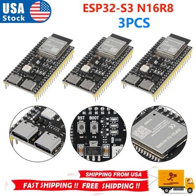 3Pack ESP32-S3 Development Board N16R8 MCU with Dual-Mode Wi-Fi Bluetooth Type-C