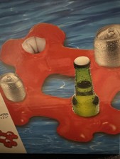 Inflatable Hashtag Pool Drink Holder Swimming Pool Float Holds 4 Drinks Red