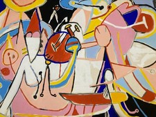 Schönes Gemälde Gouache Indisch Geronimo Papier 1980 Porträt Figuration Freie