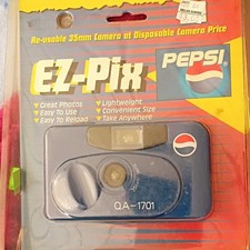 Pepsi EZ-Pix QA-1701 Blue Reusable 35mm Camera Vintage Advertising Collectible