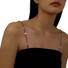 Adjustable Detachable Rhinestone Bra Straps Sparkle Crystal Lingerie Shoulder...