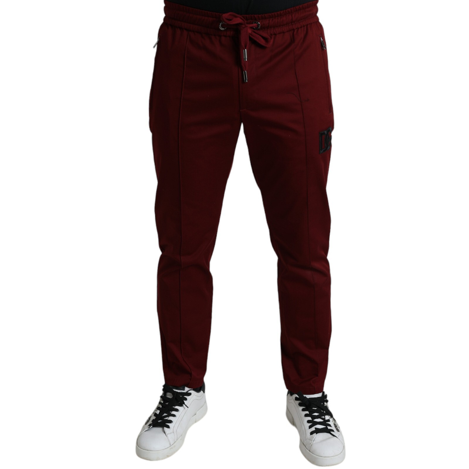 Брюки DOLCE & GABBANA Темно-бордовые для бега трусцой из хлопка-стрейча Мужские Jogger IT48 /M 900 долларов США