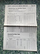 Vintage Harco Galvanised Tanks Cisterns Gutters Price List Leaflet May 1971