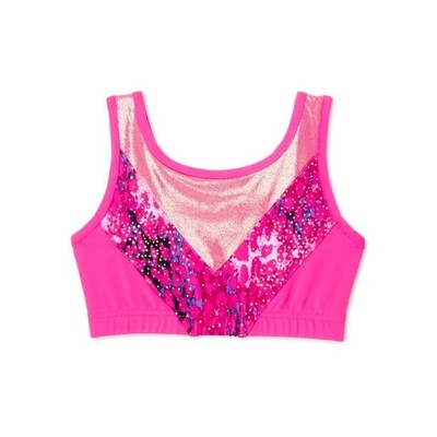 Danskin Now / Pink Foil Athletic Athleisure Sports Bra Top / Girls Size L 10-12