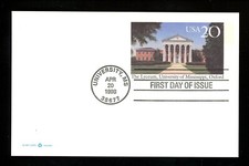US FDC #UX290 None 1998 MS The Lyceum University of Mississippi Postal Card