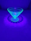 Uranium Glass Sherbet Dish Bowl Block Optic Green Depression Vintage