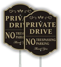 Private Drive Sign, Yuntarda 2 Pack Sign with Stake-2pcs