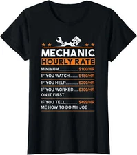 Funny Mechanic Hourly Rate Happy Labor Day T-Shirt