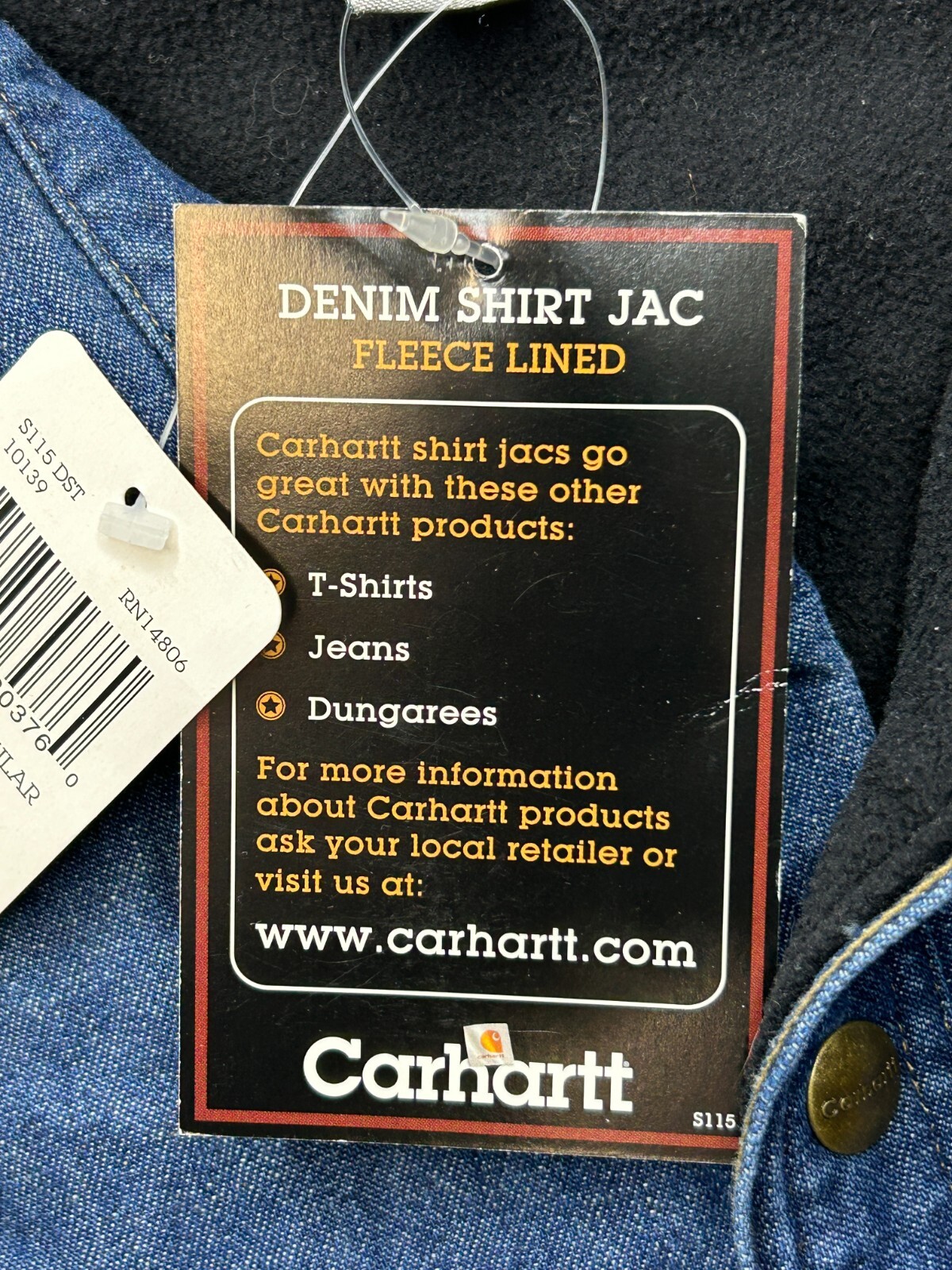 NWT Carhartt Denim Shirt JAC Fleece Lined Size X Large Regular 100% Cotton NWT