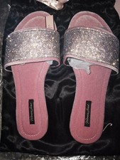 VS rhinestone slide on slippers brand new size small 5/6 pink/silver