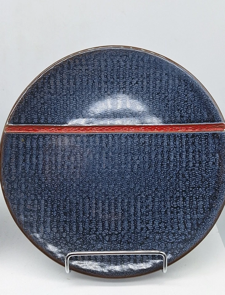 2 Platos de Gres Levi Target Rojo Rayas Aperitivo 6-3/4 S Azul Strauss SF Cal Foto 3 de 4