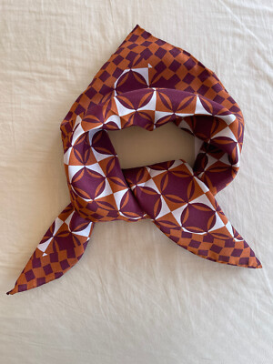Love & Lore Basque Silk Neckerchief, Tendril Pattern, Umber