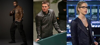 Stephen Amell Arrow Oliver Queen Katie Cassidy Leather Jacket for Men and Women