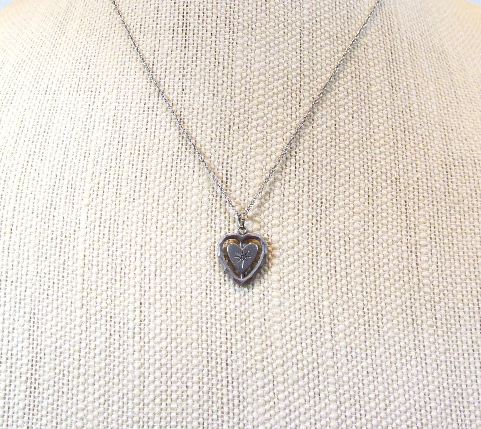 Solid Sterling Silver Open Frame Diamond Cut Hear… - image 6