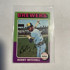 1975 Topps Milwaukee Brewers Baseball Card #468 Bobby Mitchell Robert Mini