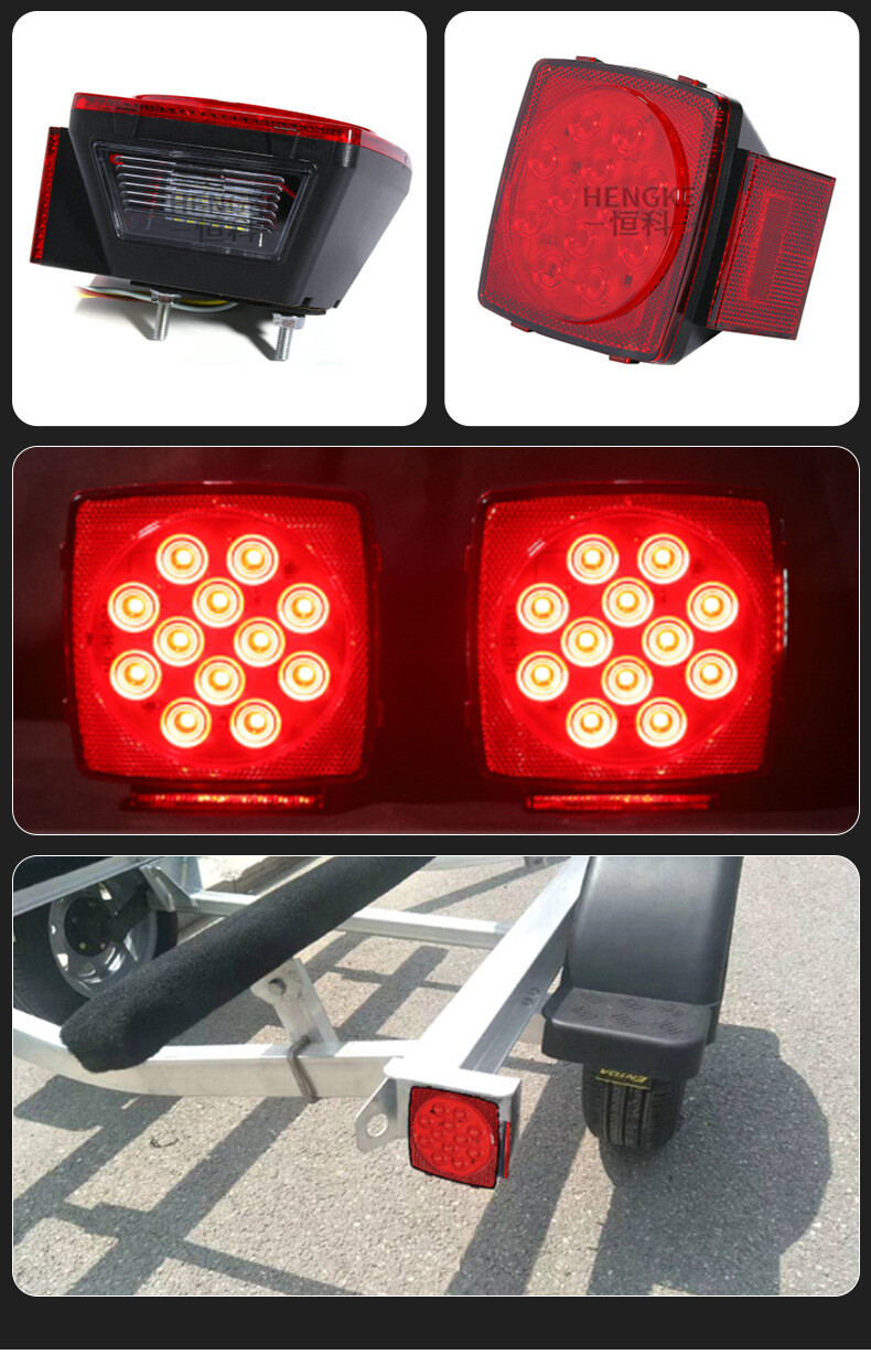 Rear Led Submersible Trailer Tail Lights Kit Boat Marker Truck