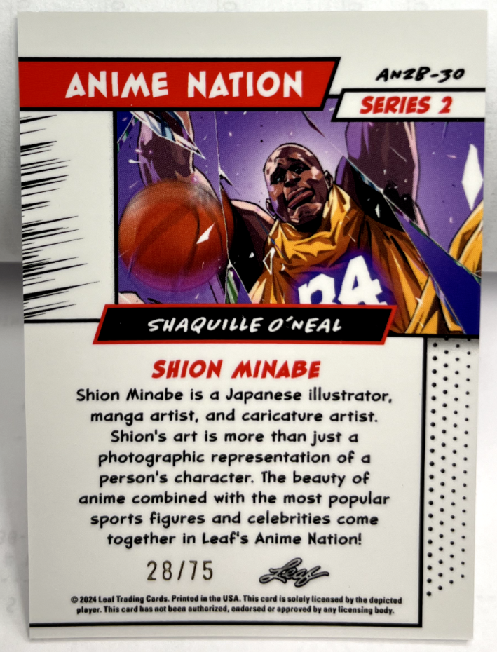 Shaquille O'Neal 2024 Leaf Metal Anime Nation Series 2 BLUE