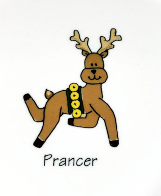 Prancer W/Jingle Bells Reindeer Plate 8 1/4'' Salad Dessert Rainbow Mountain