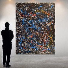 Jackson Pollock style painting 81 X 62 Action Abstract,Modern, Extra Large XL