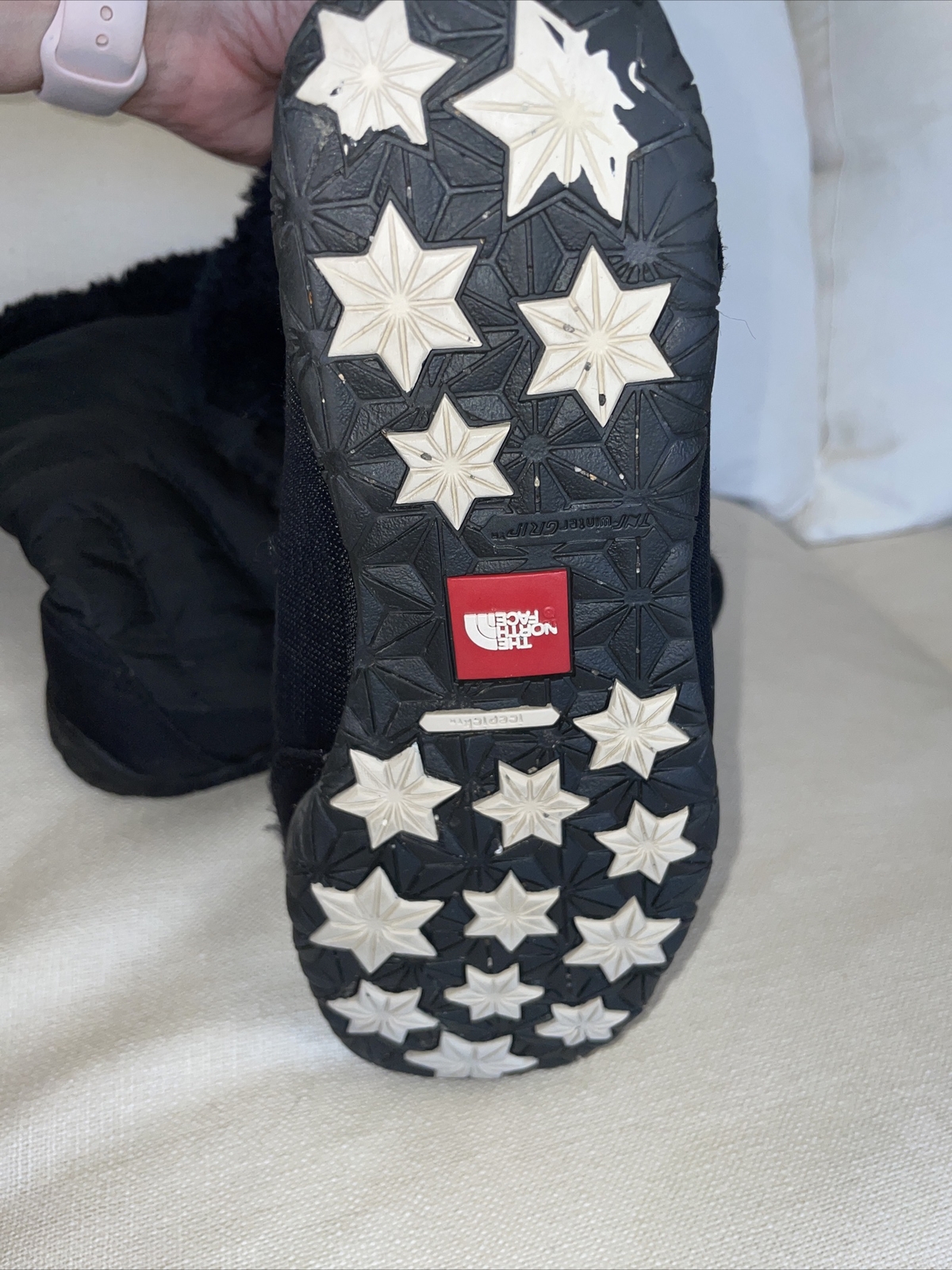 NORTH FACE BLACK NYLON RUBBER FUR ACCENT WATERPROOF WOMEN Snow BOOTS 8M RARE P9 image 8