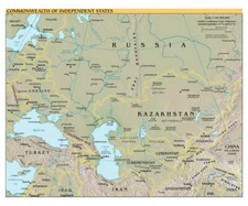 Commonwealth of Independent States Political Physical Geographic Map Print