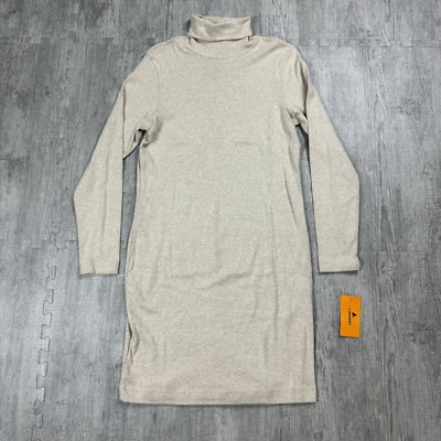 NWT VTG 90S Y2K LIZ CLAIBORNE L/S TURTLENECK LONG SWEATER DRESS COTTON KNIT  M