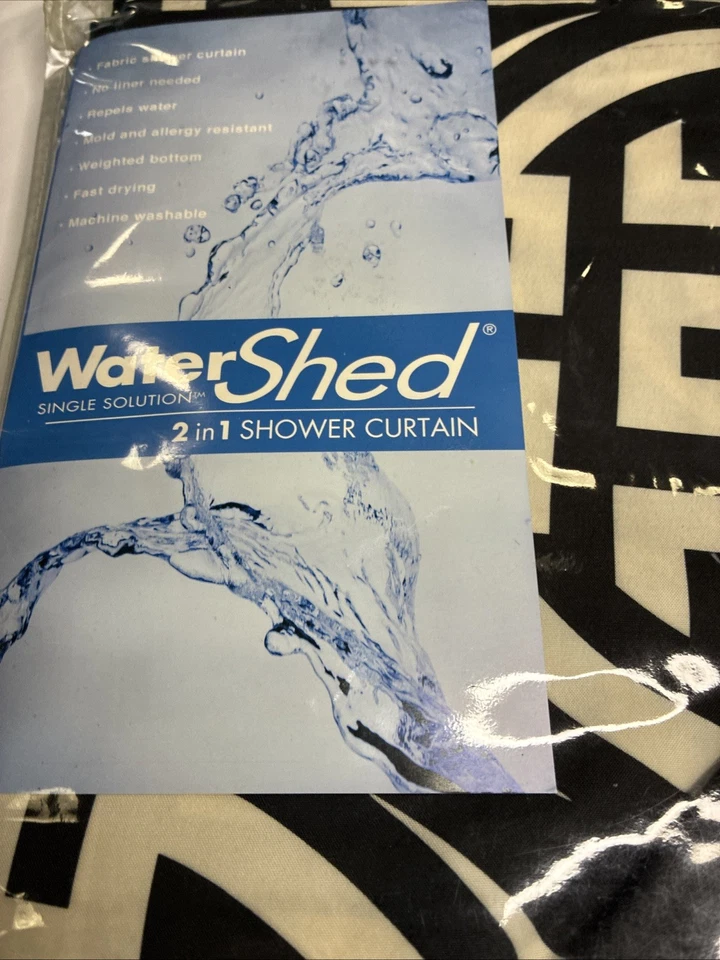 Watershed 2 in 1 Shower Curtain EKO Natural Black POLYESTER NEED NO LINER 72x72" - Image 3 of 4