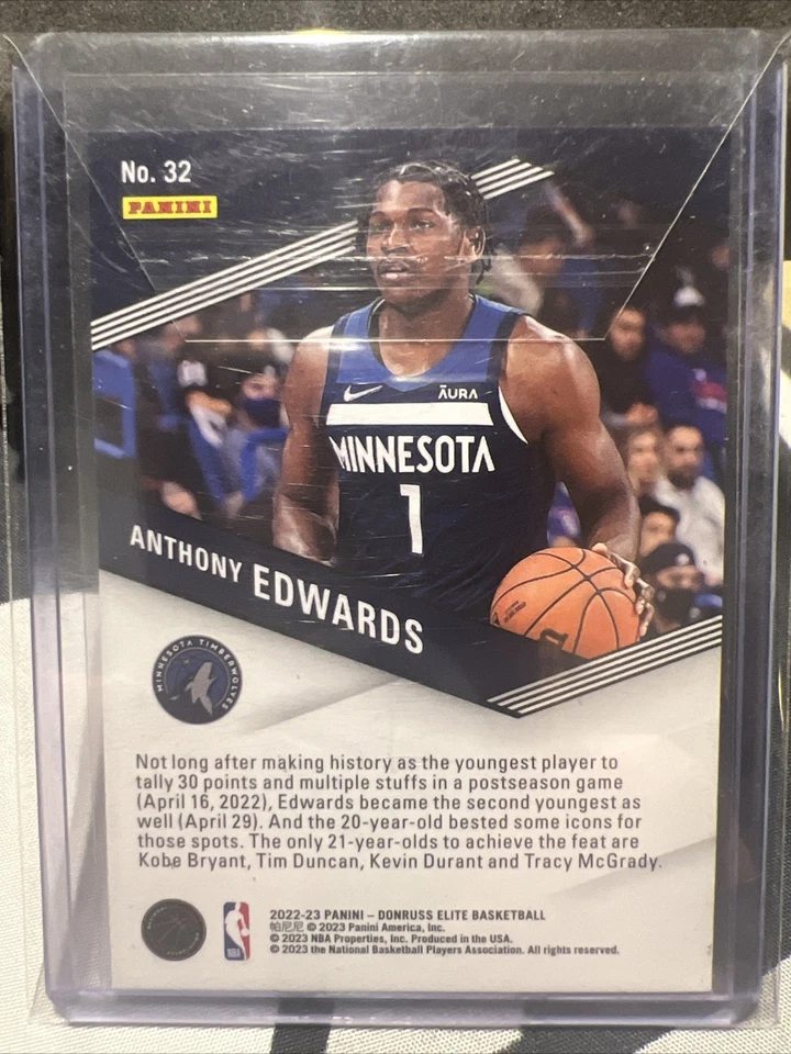 2022-23 Donruss Elite - Spellbound Anthony Edwards #32 - Image 2 of 2