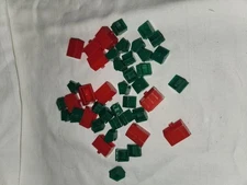 Monopoly Board Game Pieces 12 Red Hotels and 32 Green Houses Only Replacement 