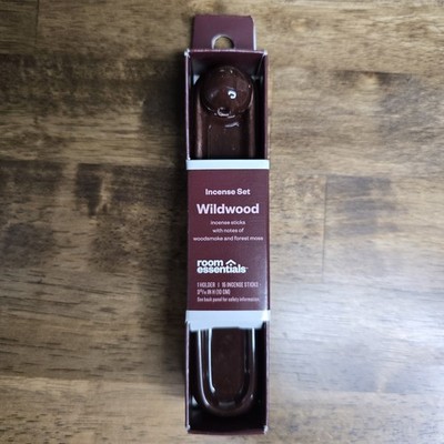 Room Essentials Wildwood Incense Holder Set Woodsmoke Forest Moss Scent NIB