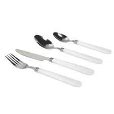Gibson Sensations II 16 Piece Stainless Steel Flatware Set with White Handles an