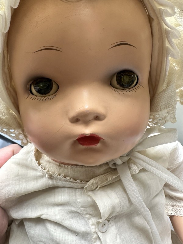 VINTAGE 22” HORSMAN  Baby Precious COMPOSITION & CLOTH DOLL OPEN/CLOSE EYES