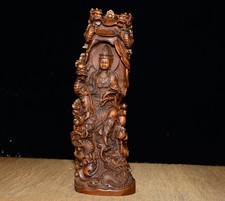 Treasured Small Leaf Boxwood Five Dragon Guanyin Ornament