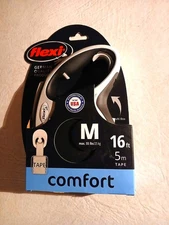 Flexi New Comfort Tape Leash BLACK 16 ft, M Dogs To 55 lbs. UPC: 840317106367