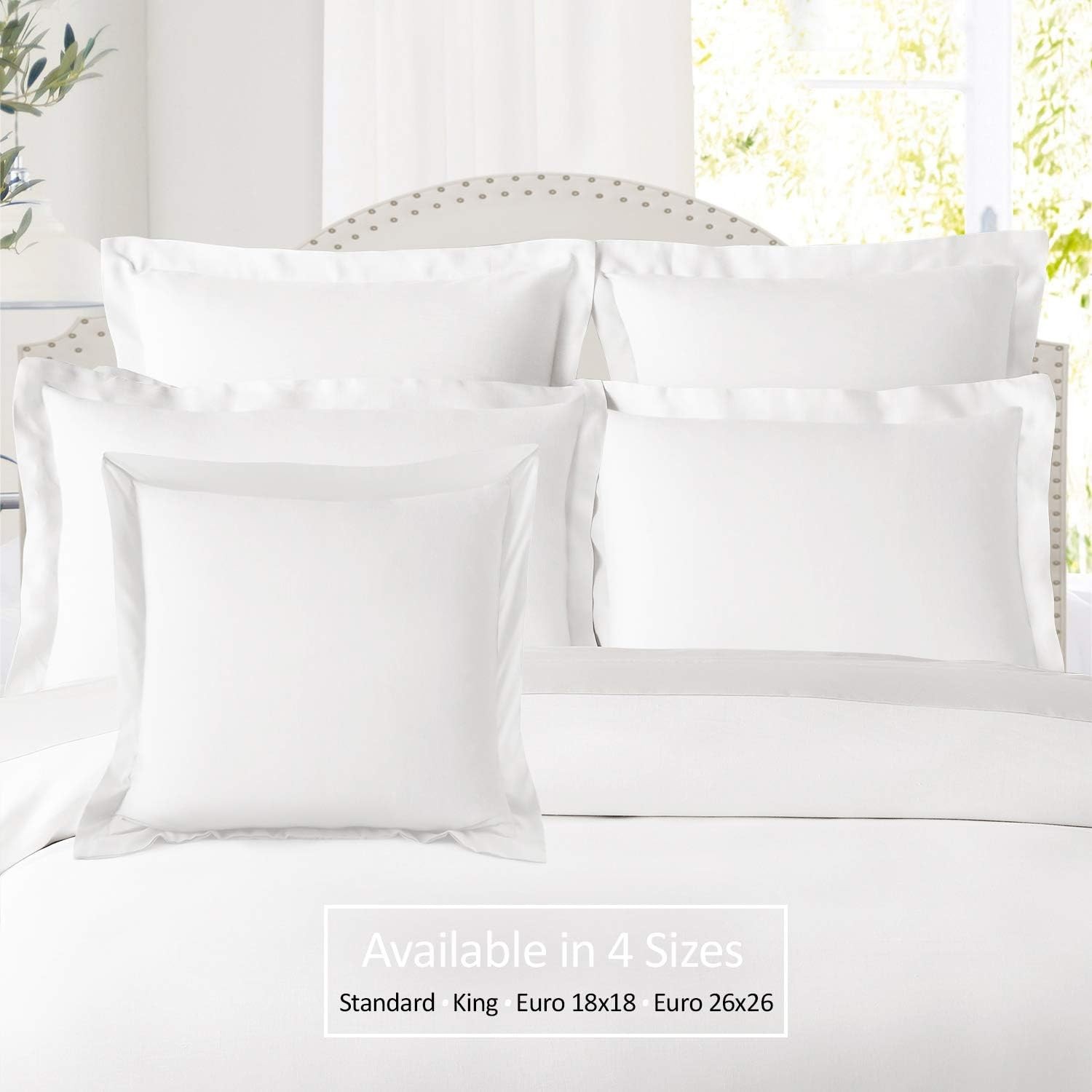 Nestl Classic White Pillow Shams - Standard Microfiber Set of 2 with Decorative 