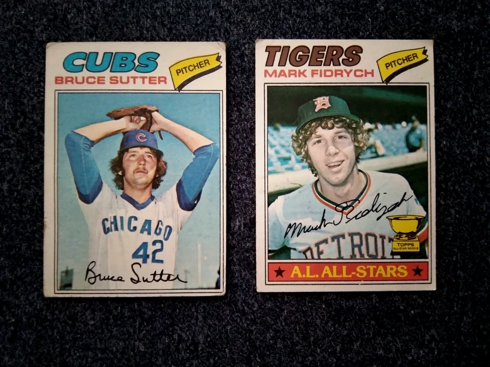1971 1977 Topps Bruck Sutter Mark Fidrych Al Hrabosky Rookie Baseball Lot 3 - Image 4 of 4