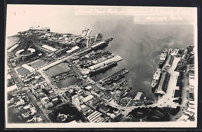 Ansichtskarte Hobart, Aerial View of Hobart Wharves 