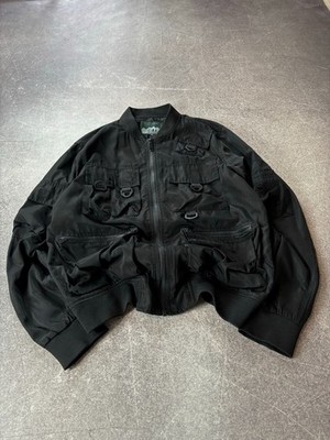 Vtg 00s Japanese Style! Archive Cargo MultiPocket Nylon Oversize Bomber Jacket