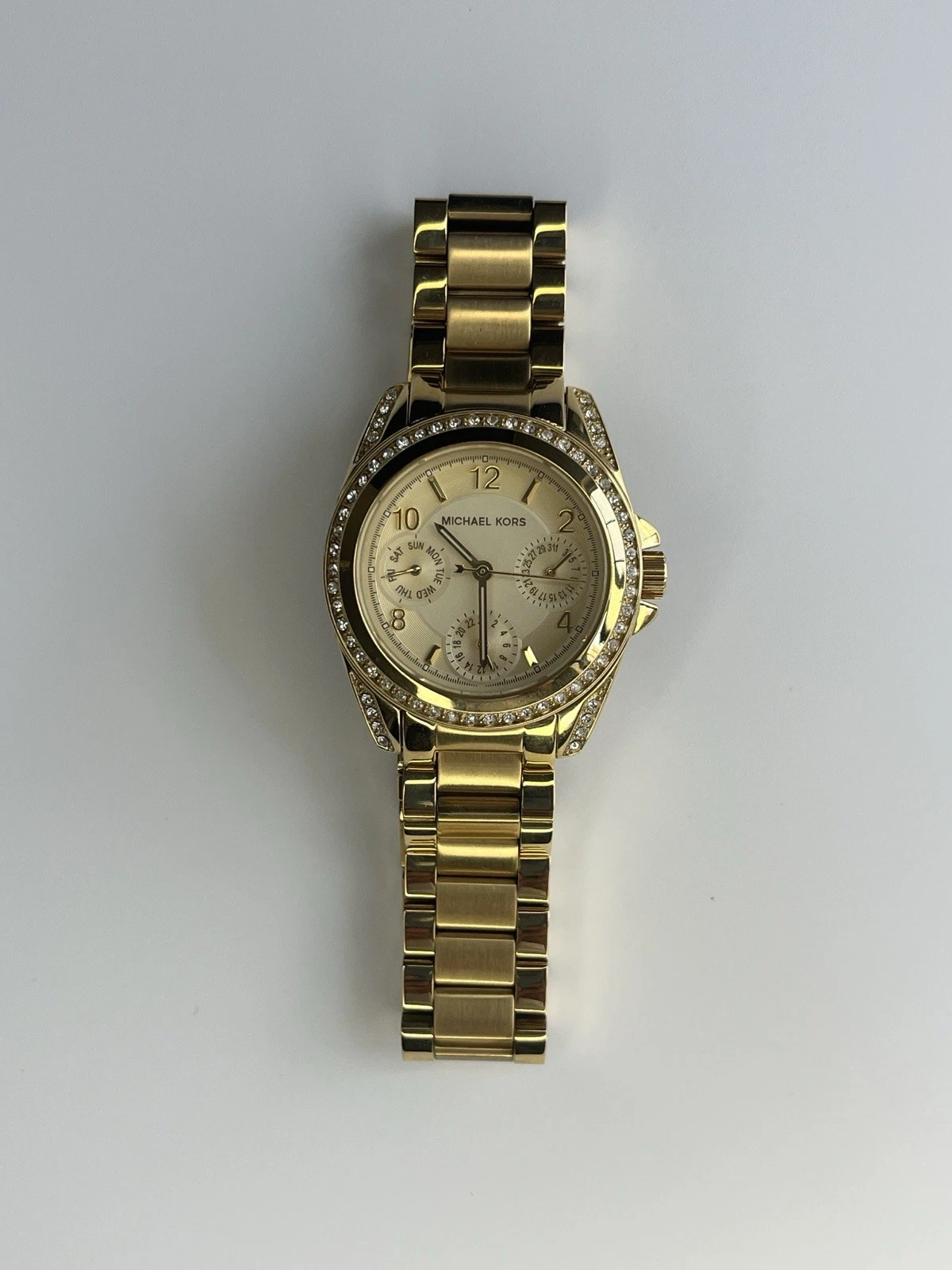 Orologio Unisex Michael Kors MK 5639 Lunetta Accento Cristallo Tutto Acciaio Tono Oro