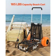 VEVOR Beach Dolly with Big Wheels for Sand, 29.9" x 15.4" Cargo Deck, w/ 12" Sol