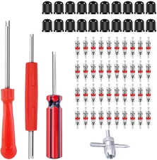 Valve Stem Removal Tool - 40Pcs Valve Cores, 4-Way Valve Tool, Valve Core Remove