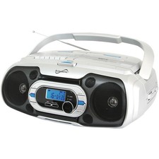 SUPERSONIC  Bluetooth CD/Cassette/Radio Portable Audio System, White, SC-729BT