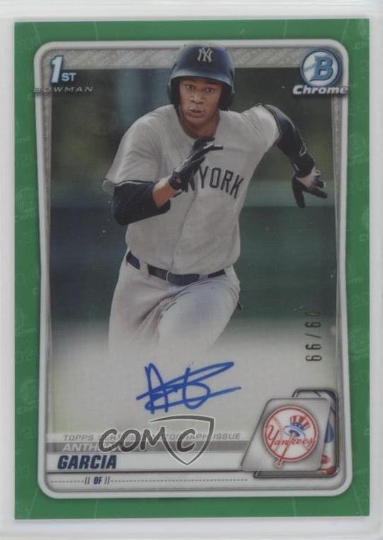 2020 Bowman Chrome Prospect Green Refractor 9/99 Anthony Garcia #CPA-AG Auto rt4
